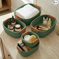 Beautiful Storage Basket Set of 5 - Sturdy Cotton Rope Baskets for Shelves