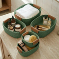 Beautiful Storage Basket Set of 5 - Sturdy Cotton Rope Baskets for Shelves