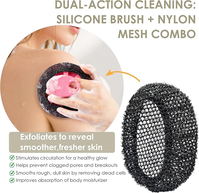 INNERNEED Body Shower Exfoliating Net Sponge Mesh Case Cover, Pack of 4
