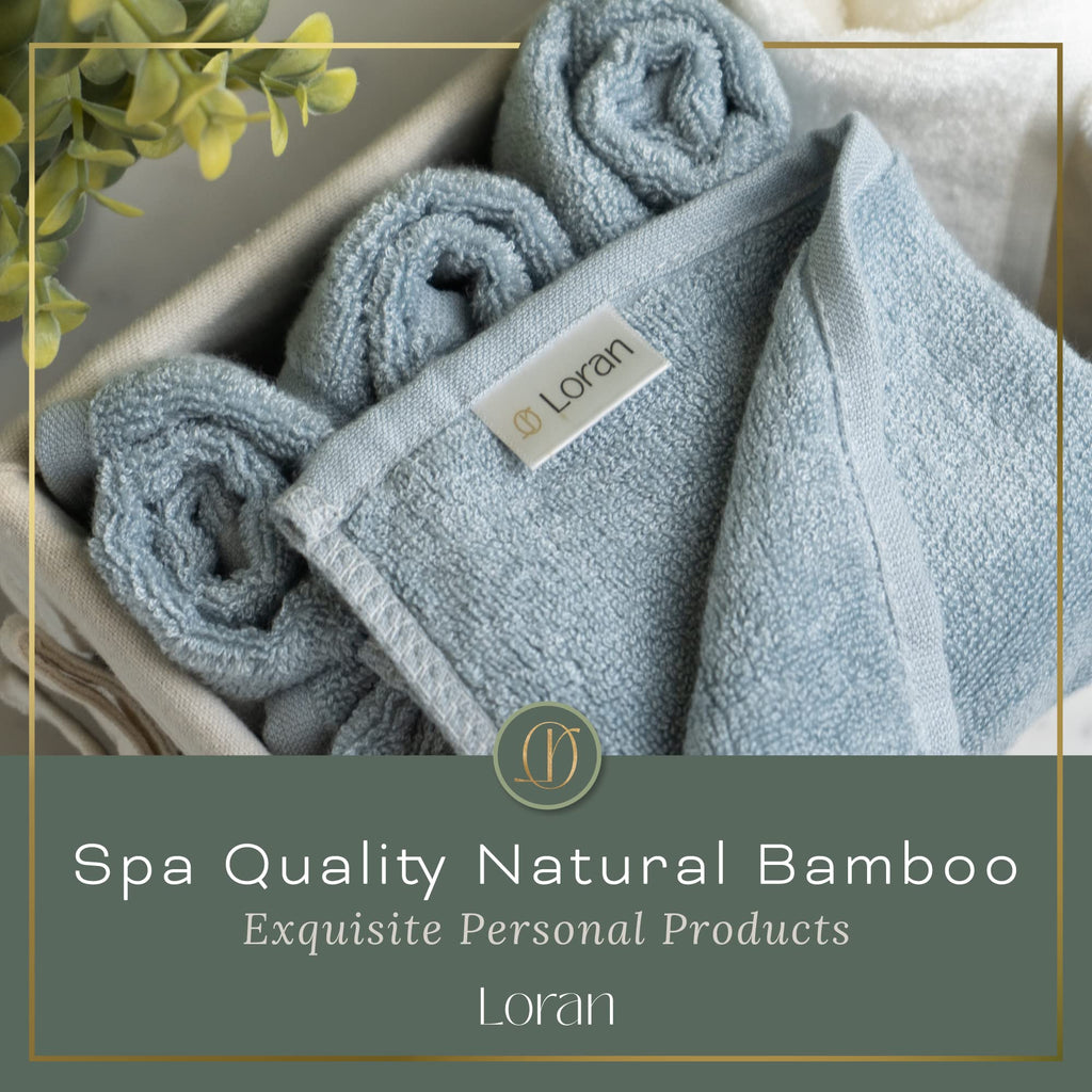 Loran Sky Blue Washcloths Set of 6 Soft Facial Cloths 10” x 10” 100% Viscose Derived from Bamboo Spa-Like Feel Silky Face Cloth for Skin Cleansing