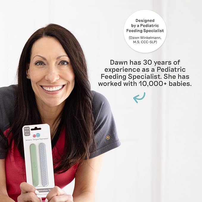 ezpz Baby-Led Toothbrush + Tongue Depressor Dual Pack (Pewter) - 100% Silicone Toothbrush + Silicone/Stainless Steel Tongue Depressor - Helps Set-up Infants for a Healthy Oral Care Routine