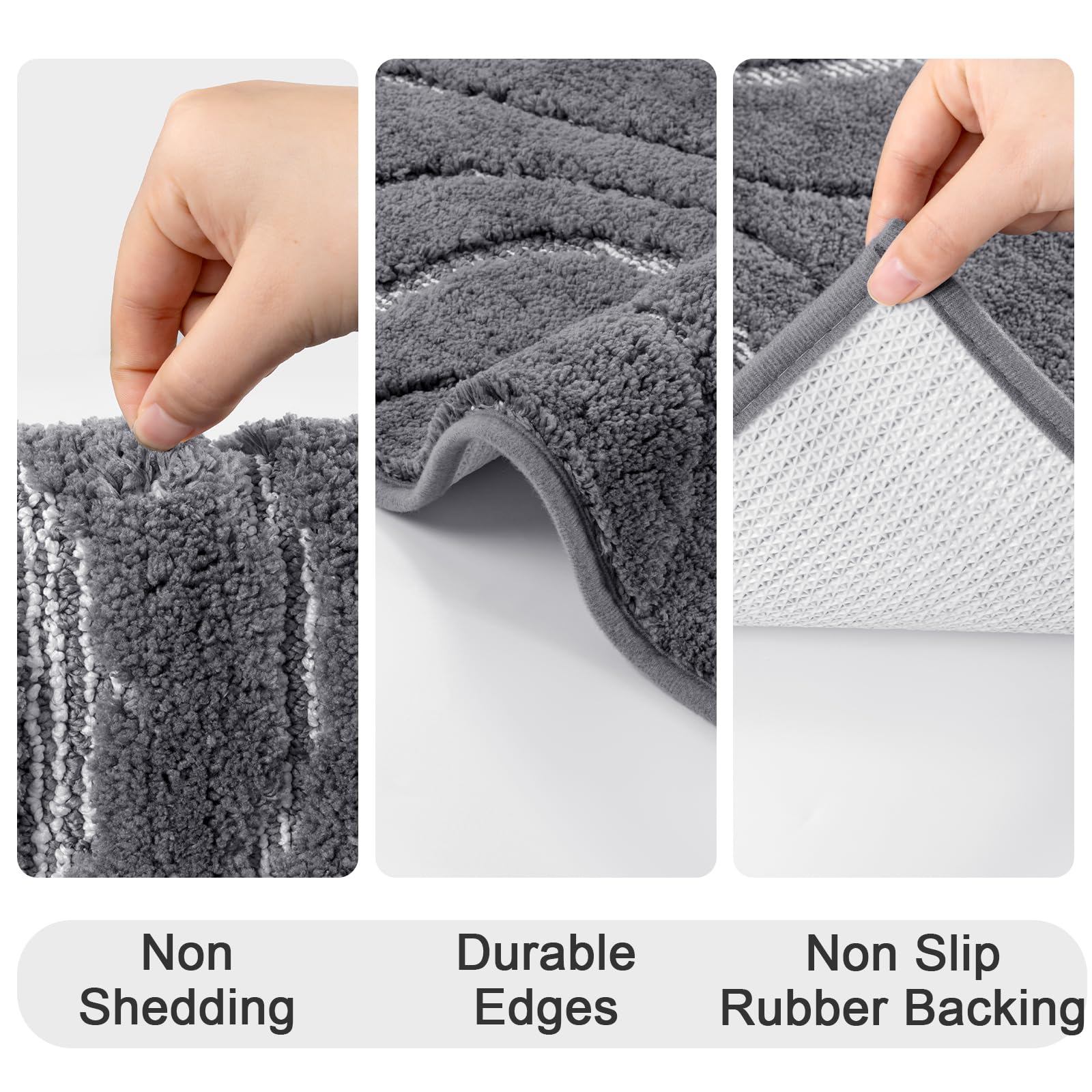HEBE Bathroom Rugs Sets 5 Piece, Non Slip Washable Absorbent Bath Mat Set