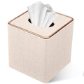 Tissue Box Cover, PU Leather Tissue Box Holder Square Box Covers for Home/Office/Car Decoration 5.3"X5.3"X5.8" - Beige