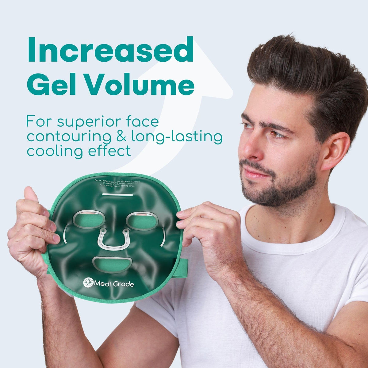 Medi Grade Cooling Face Mask, Gel Ice Pack for Face with Lycra Mask, Green