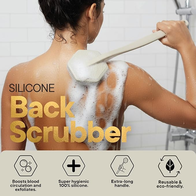 TOOLETRIES Silicone Back Scrubber for Shower, Bath Brush - Sand