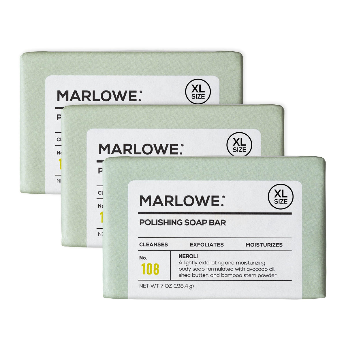 MARLOWE. Coffee Bar Soap, Exfoliating Body Scrub for Men, 7 oz (3 Bars)