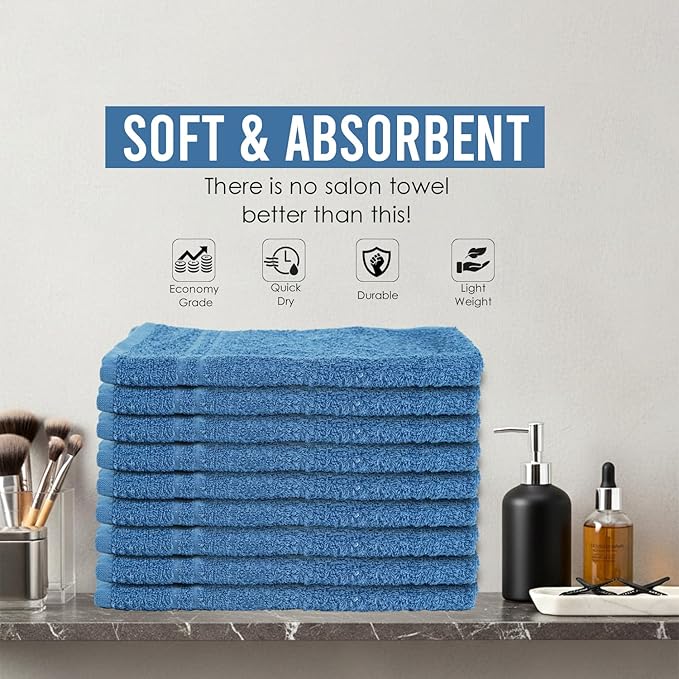 STF Linen 24 Pack Navy Blue Hand Towel 100% Cotton Spa Towel – 16x26 inches Highly Absorbable Facial Towels Gym, Hair Towel and Face Towel Bulk Small Towels (Not Bleach Proof)