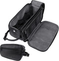 PAVILIA Toiletry Bag for Men, Travel Essentials Shaving Dopp Kit, Mens Travel Bag Toiletries Organizer Case for Grooming, PU Leather Water Resistant Cosmetic Bag Pouch (Black)