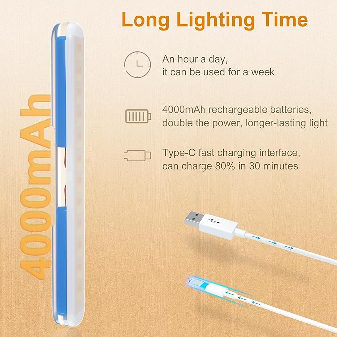 Benreom Rechargeable Vanity Light for Mirror, Light Wood
