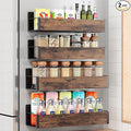 Vetacsion 4 Pack Moveable Fridge Magnetic Spice Racks,Metal(Wood)