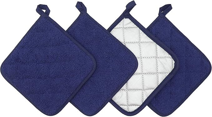 GQZLUCK Cotton Pot Holders, Hot Pads for Kitchen,Set of 4, Navy Blue
