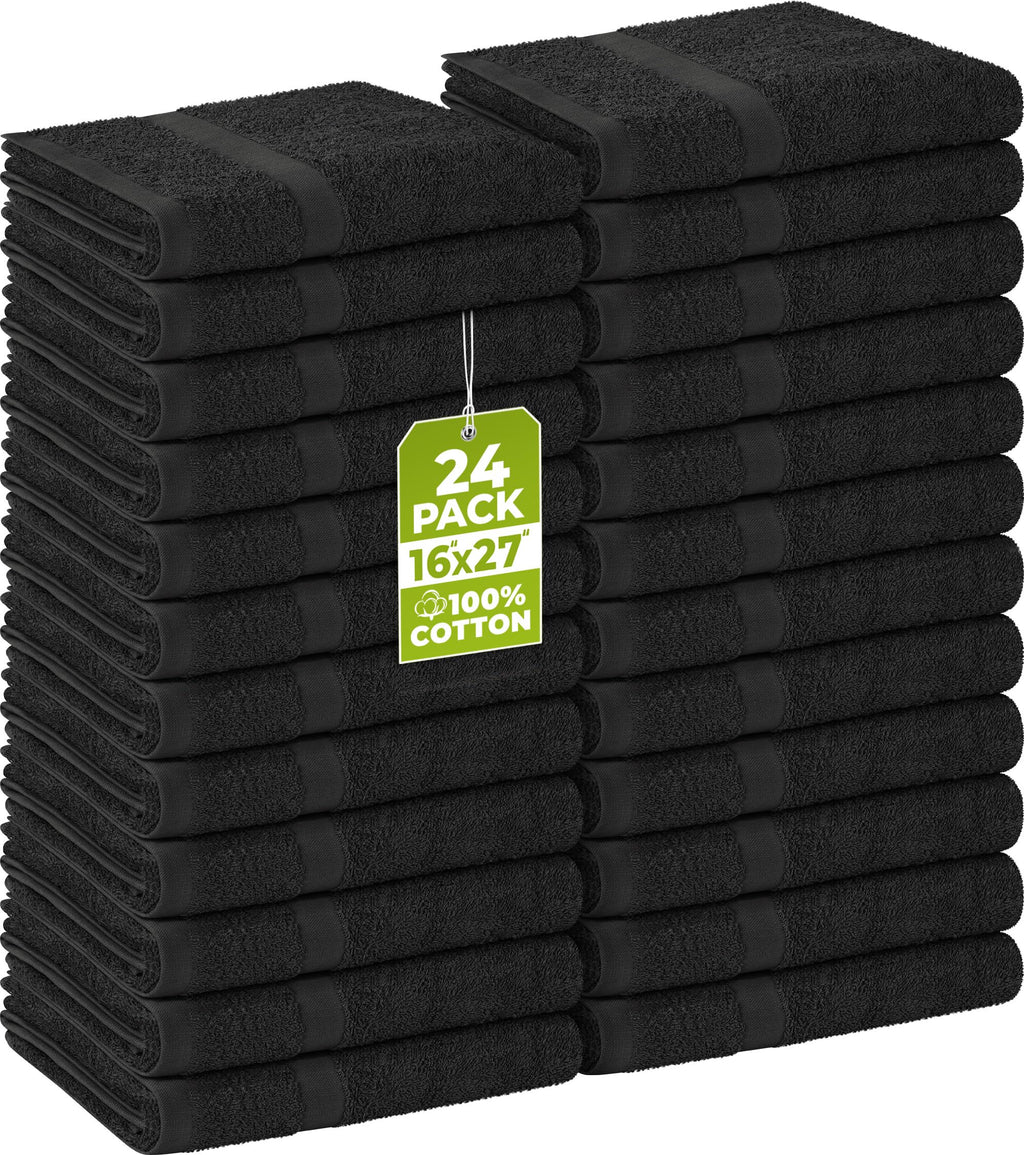 Utopia Towels Salon Towels, Pack of 24, 16x27 in, 100% Cotton, Black