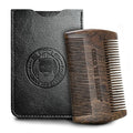 Sandalwood Beard Comb with Protective Case - Anti-Static Dual Action Fine & Coarse Teeth - Pocket Size Beard Grooming Tool for Men