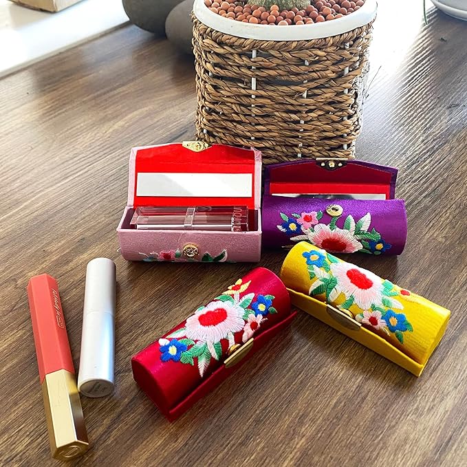 MIAO JIN Lipstick Case with Mirror Small Lipstick Holder for Purse