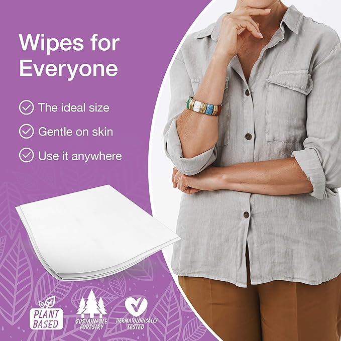 Veeda Extra Large Body Wipes for Adults (8.66” x 9.44”) – 50 Count, Thick & Durable, Plant-Based Shower Wipes for Gym, Camping & Travel, Hypoallergenic, pH Balanced, Biodegradable