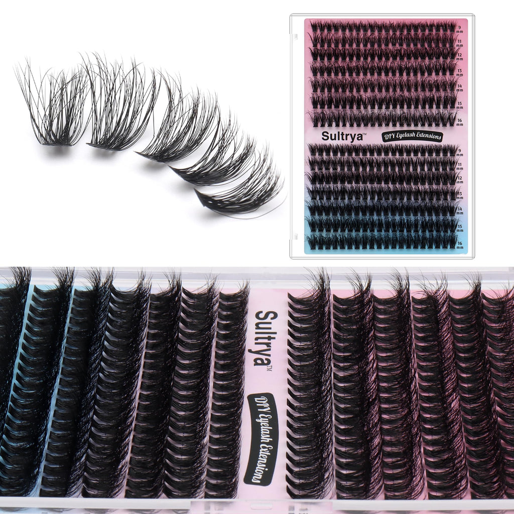 Sultrya 50D+60D 280pcs Fluffy DIY Eyelash Extensions Cluster Lashes False Eyelashes Faux Mink Multi-Layer Soft Lightweight Lash Clusters for Natural Dramatic Volume (9–16mm, 50D+60D Fluffy)