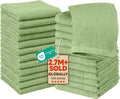 Utopia Towels 24 Pack Cotton Washcloths Set - 100% Ring Spun Cotton, Premium Quality Flannel Face Cloths, Highly Absorbent and Soft Feel Fingertip Towels (Sage Green)