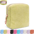Period Bag for Girls, Corduroy Sanitary Napkin Storage Bag, Period Pouch & Tampon Holder, Feminine Care Organizer（Green）