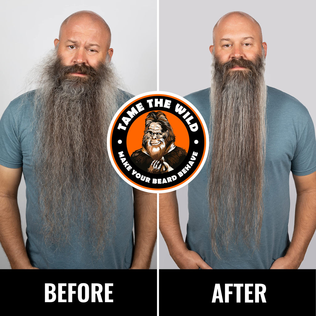 TAME The Wild Beard Brush and Beard Straightener for Men - Ionic Heated Comb with 3 Adjustable Temps - Wooden Beard Comb for Grooming - Anti-Scald Safety - for All Hair Types