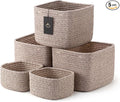 5-Pack Storage Cubes Woven Rope Baskets - 2 Sizes Organizer Bins for Closet, Shelf, Bookshelf, Nursery, Changing Table, Cube Storage Bins, Storage Baskets for Bathroom Toy & Home