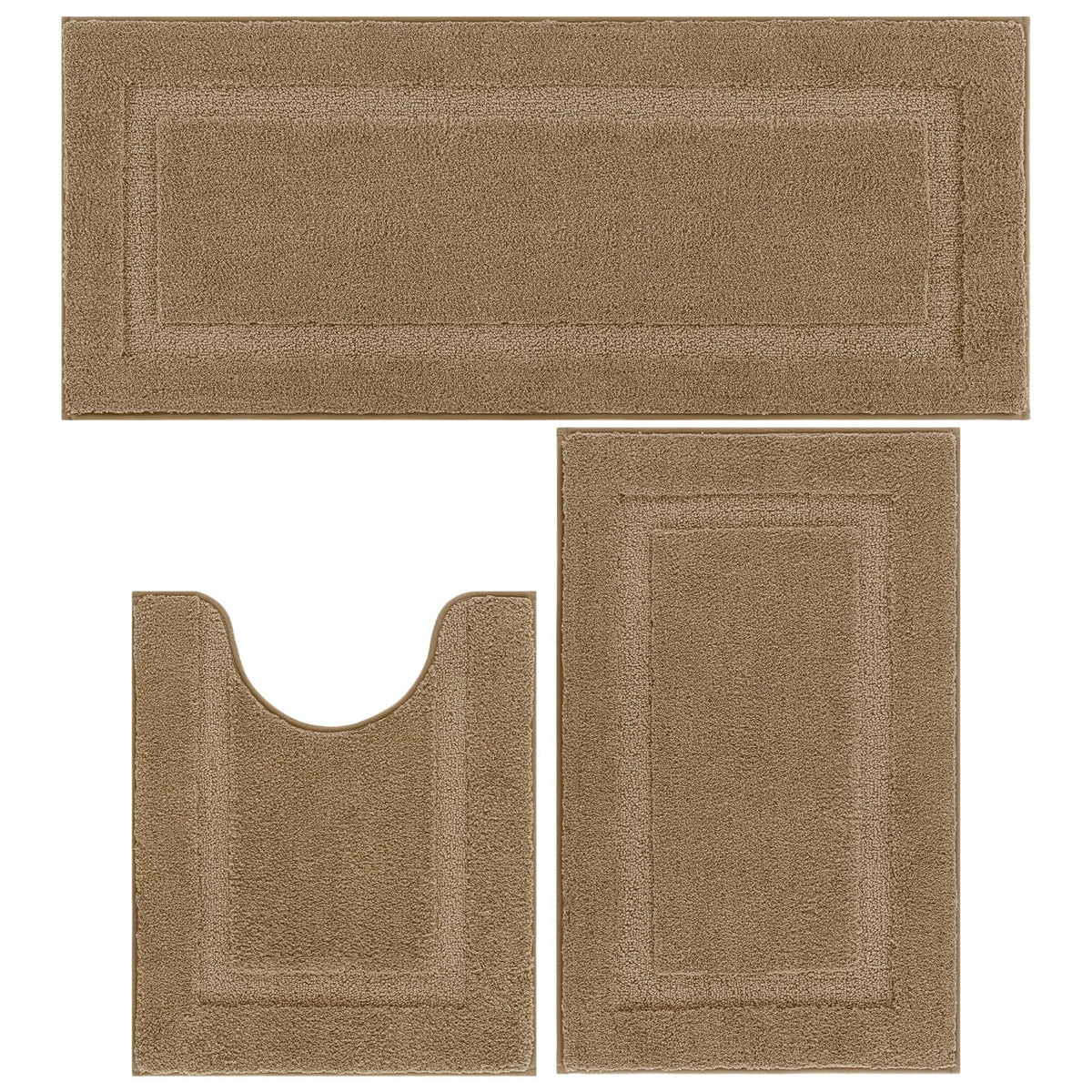 SHACOS Navy Blue Bathroom Rugs Sets 3 Piece Bath Mat U Shaped Toilet Rug