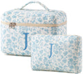 HBselect Initial Makeup Bag for Women Personalized Quilted Cosmetic Bag