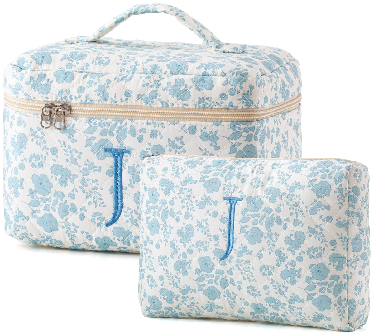 HBselect Initial Makeup Bag for Women Personalized Quilted Cosmetic Bag