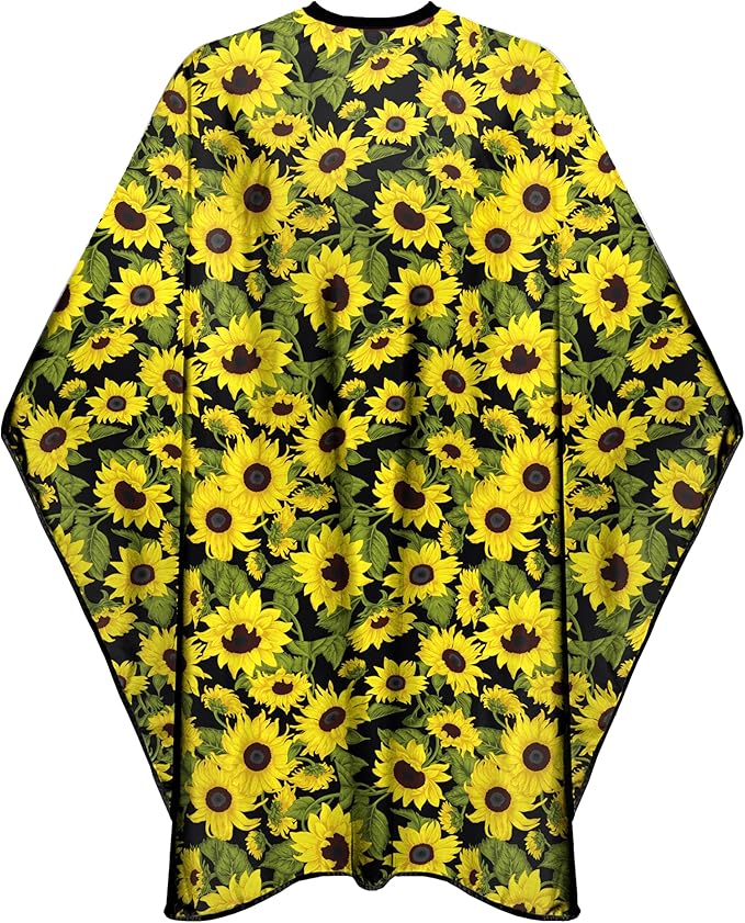 Salon Cape for Women, Hair Cutting Cape with Snaps, Professional Large Barber Stylist Hairdresser Cape, Waterproof & Light Weight & Machine Washable- 63”× 56”(Sunflower)