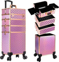 AROUS Rolling Train Makeup Case Cosmetology Case on Wheels, Pink