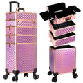 AROUS Rolling Train Makeup Case Cosmetology Case on Wheels, Pink