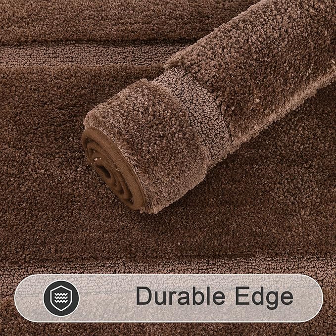 SHACOS Dark Brown Bathroom Rugs Sets 3 Piece Bath Mat U Shaped Toilet Rug