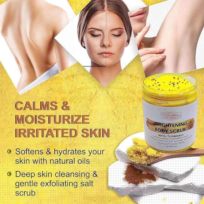 SUGAR BODY SCRUB Brightening Turmeric Exfoliant for Dark Spots