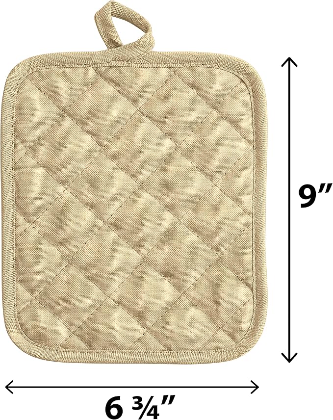 American Linen 8-Pack Heat Resistant Pot Holders & Hot Pads (Sand, 4 Pack)