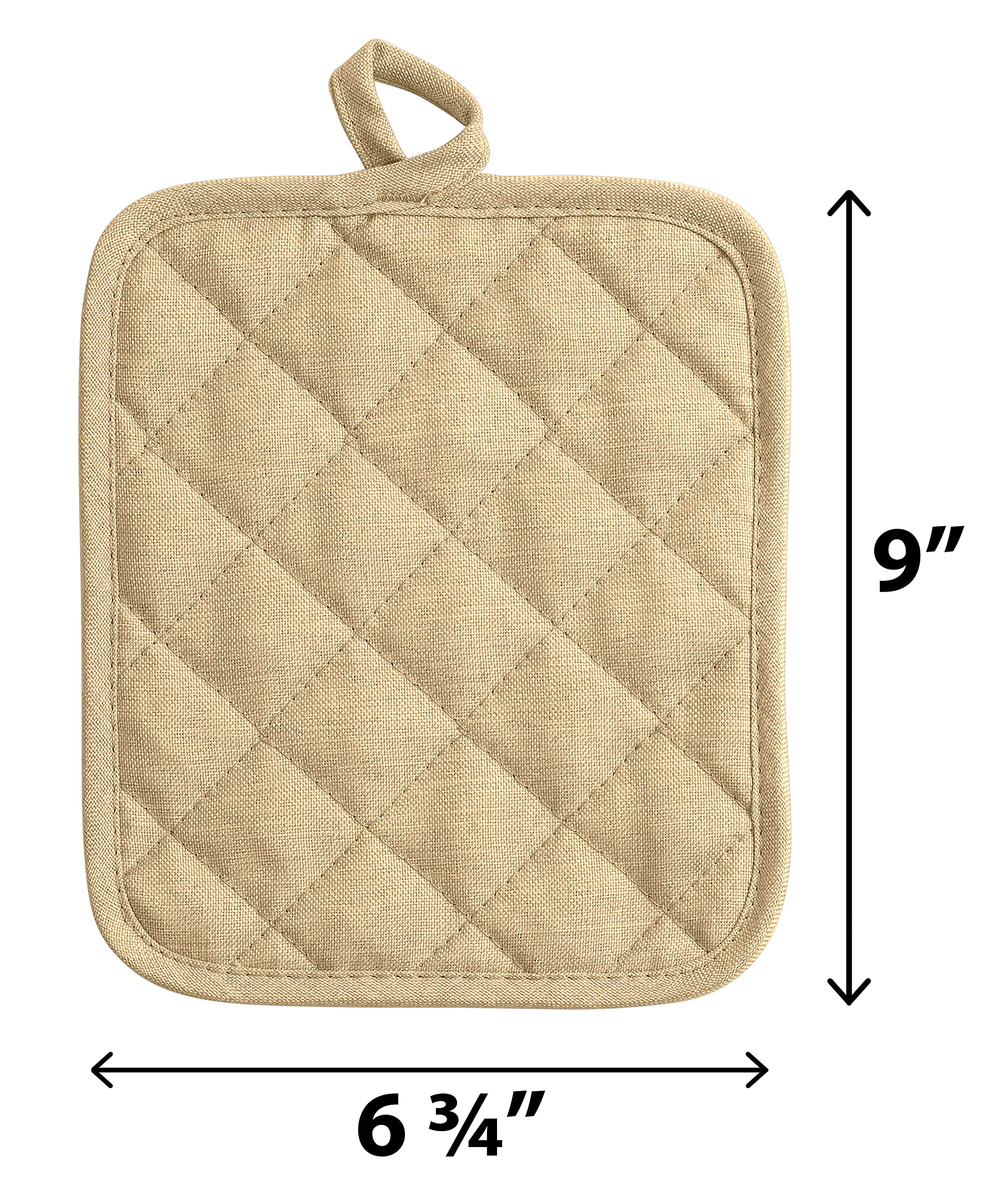 American Linen 8-Pack Heat Resistant Pot Holders & Hot Pads (Sand, 8 Pack)