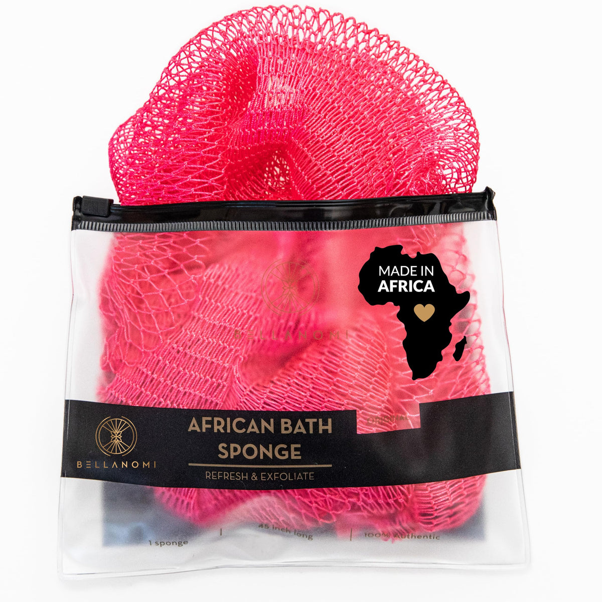 BELLANOMI African Exfoliating Net Sponge, Authentic, Ethically sourced from Nigeria, 45 inches Long, Back Scrubber for Daily use (Seafoam)
