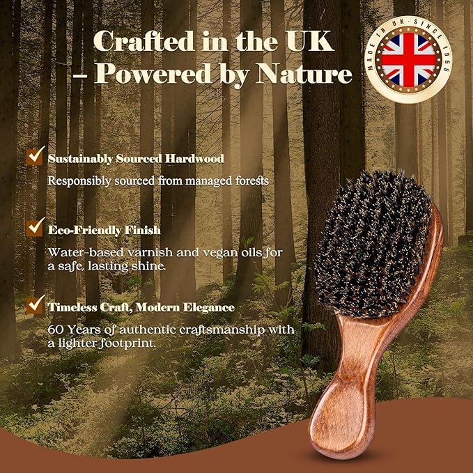 OUMIGIZ Small 100% Boar Bristle Hair Brush Since 1965 British Craftsmanship
