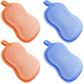 Tatuo 4 Pieces Baby Bath Sponge Toddler Bath Sponge Soft Comfy Cotton Absorbent Loofah for Kids Babies Boy Girl(Orange,Blue)