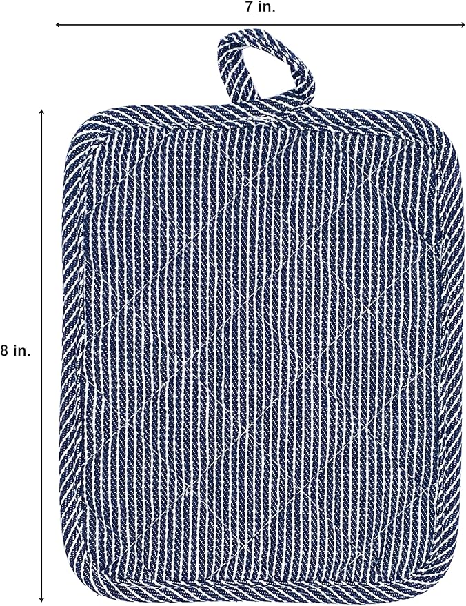 American Linen 8-Pack Heat Resistant Pot Holders & Hot Pads (Navy, 8 Pack)