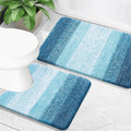 OLANLY Bathroom Rug Set 2 Piece, Soft Absorbent Microfiber Bath Mats and U-Shaped Contour Toilet Rug, Non-Slip, Machine Wash Dry, Plush Shaggy Bath Mats for Bathroom (30"x20"+24"x20", Peacock Blue)
