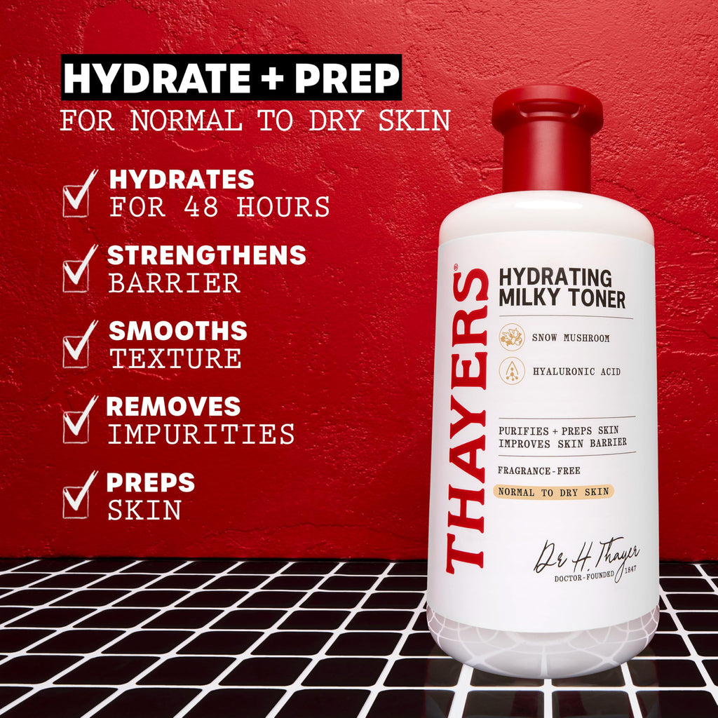 THAYERS Milky Hydrating Face Toner with Snow Mushroom Tremella, 12 Fl Oz
