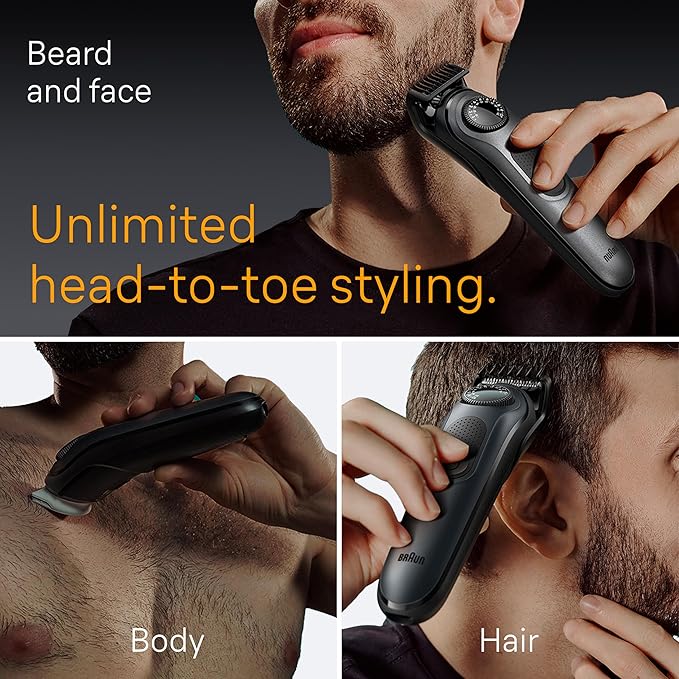 Braun All-in-One Men's Shaving Kit Series 5 5490, 9-in-1 Beard, Face, Nose, Ear Trimmer, Hair Clippers, Body Groomer and Manscaping, Holiday Gifts for Men