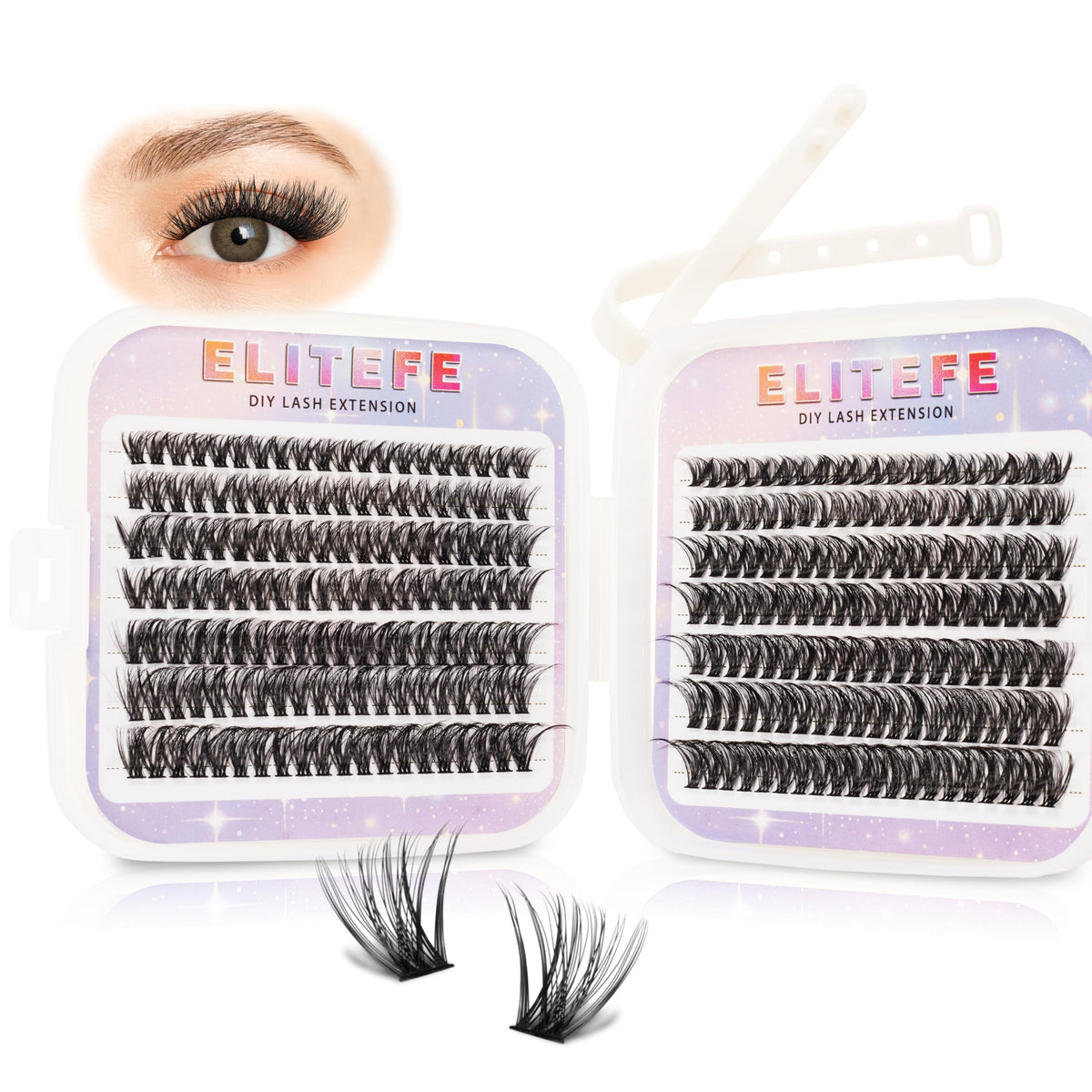 Elitefe Lash Extension Kit DIY Lash Clusters Kit Eyelash Extensions Individual Lashes Extensions with (BondSeal,Tweezers,Remover,168PcsDesert Rose,8-16)