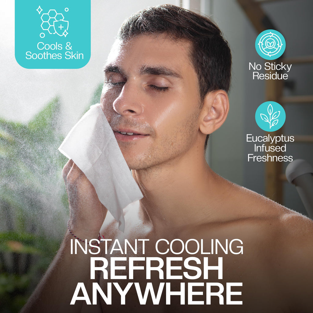 The Nobleman Cooling Face + Body Cleansing Wipes – Refreshing Skincare for Men with Aloe & Eucalyptus, Oil Control, Dirt Removal, Sweat Refresh, Daily Hygiene & After Gym Solution, (4 Pack, 120 Ct)