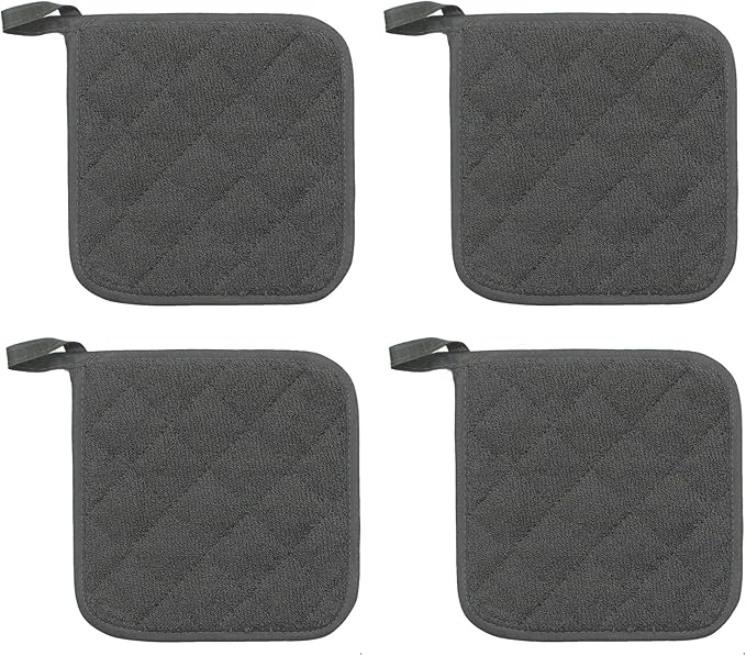 GQZLUCK Cotton Pot Holders, Hot Pads for Kitchen,Set of 4, Grey
