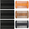 3 Pieces Beard Comb for Men Natural Sandalwood Wooden Mustaches Combs Dual Action Teeth Beard Comb with 3 Pieces Pocket Faux Leather Case for Beards Mustaches(Black, Yellow, Brown)