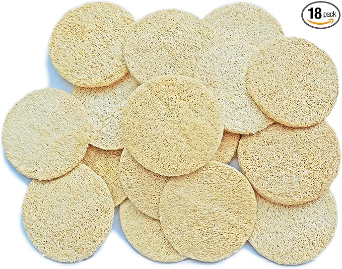 18 Pack Natural Loofah Sponge Exfoliating Face Pads - Facial Body Scrubbers Pad - When Bath Shower and Spa - Loofa Sponges Scrub - Bulk Loofahs Scrubber - Cleansing Skin for Women and Men