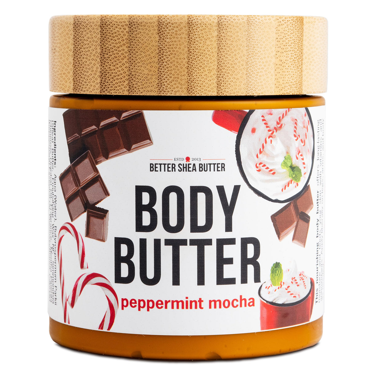Peppermint Mocha Body Butter with Raw Shea Butter and Jojoba Oil, Full Body Moisturizer for Dry Skin, Hydrating Lotion for Women and Men