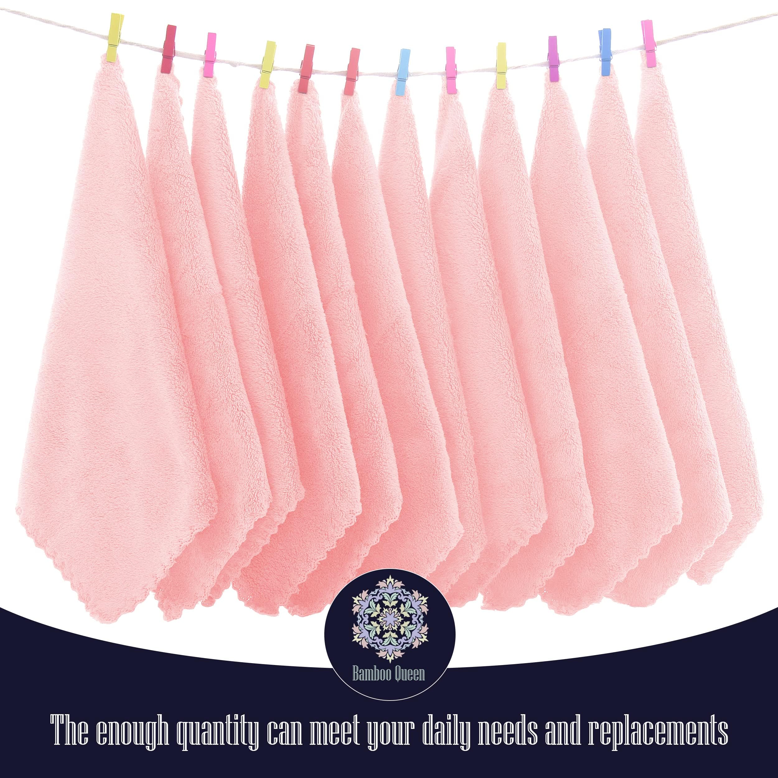 32 Pack Baby Washcloths - Luxury Coral Fleece - Extra Absorbent and Soft Wash Clothes for Newborns, Infants and Toddlers - Suitable for Sensitive Skin and New Born - Baby Shower - Pink, 10x10 Inch