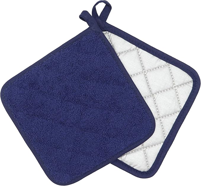 GQZLUCK Cotton Pot Holders, Hot Pads for Kitchen,Set of 4, Navy Blue