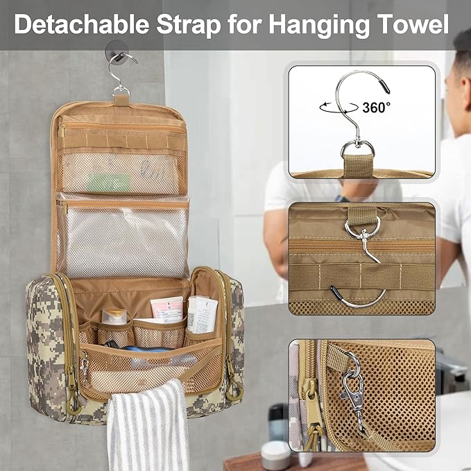 Prokva Tactical Toiletry Bag for Men, Large Hanging Dopp Kit Hygiene Bag